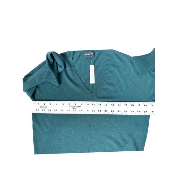 Trouvé Womens XS V-Neck Sweater Teal Cashmere Blend - Picture 4 of 6